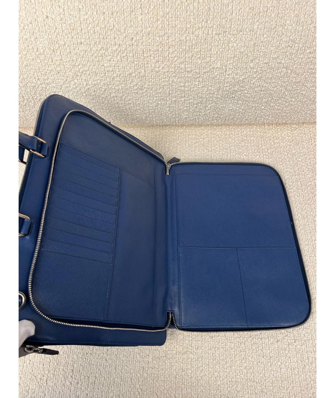 PRADA Темно-синий кожаный портфель, фото 6