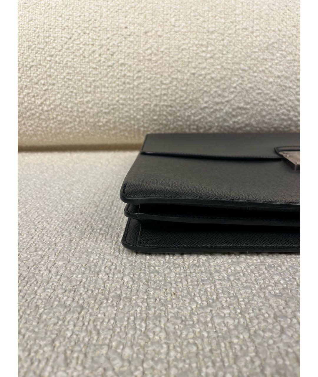 LOUIS VUITTON Черный кожаный портфель, фото 8