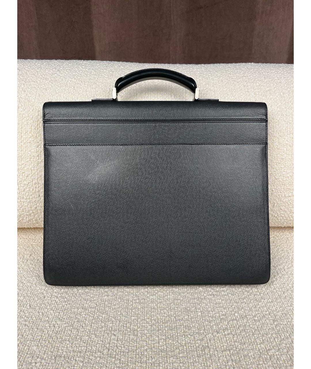 LOUIS VUITTON Черный кожаный портфель, фото 4