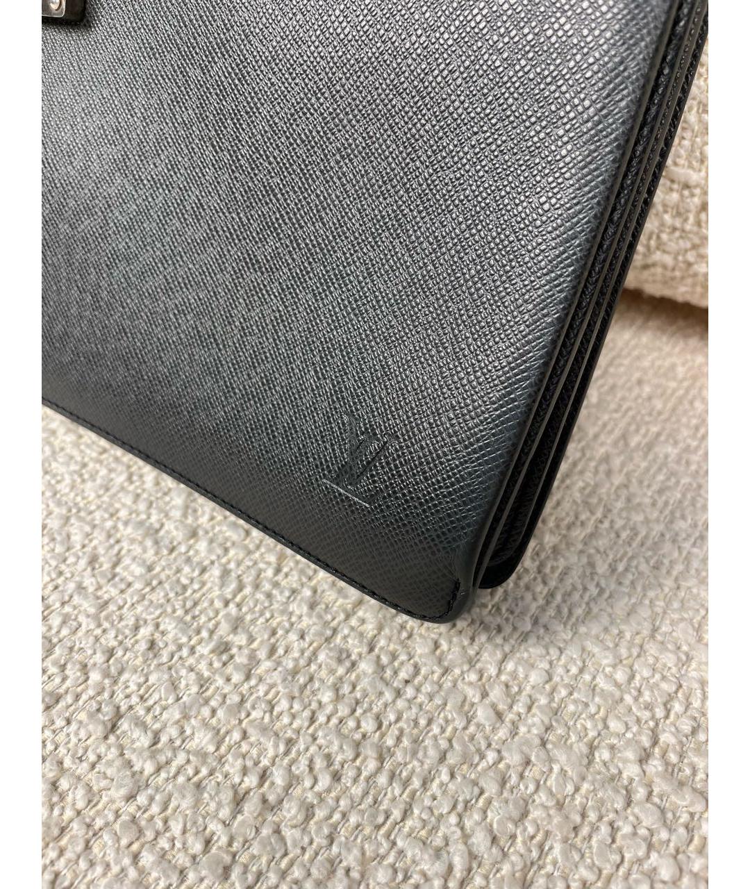 LOUIS VUITTON Черный кожаный портфель, фото 9