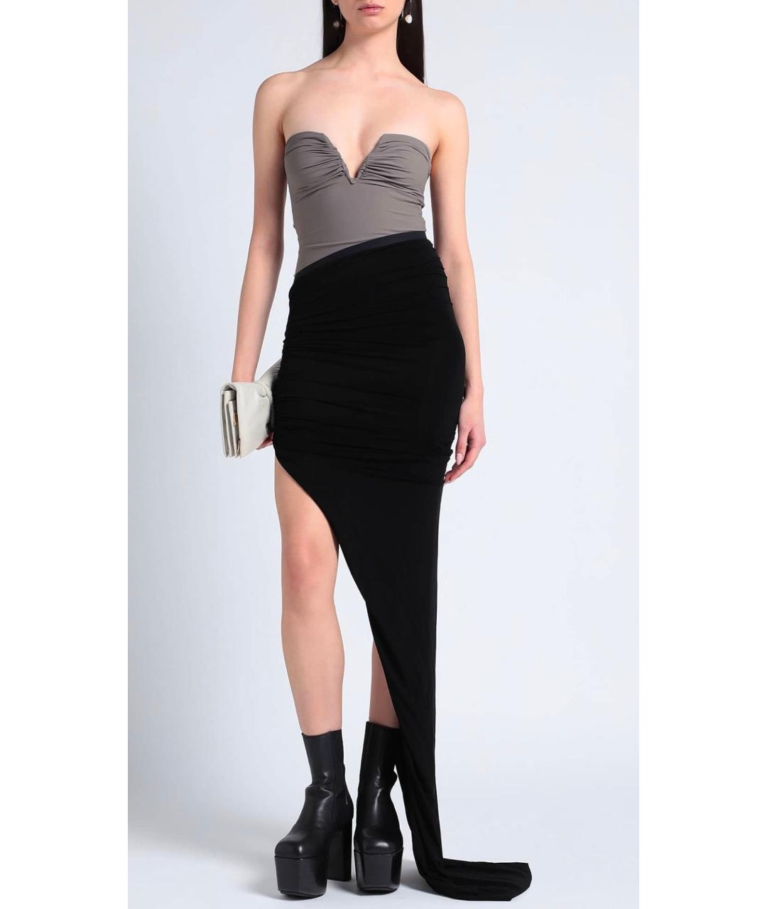 RICK OWENS Черная юбка макси, фото 2