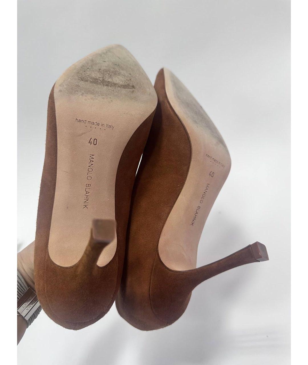 MANOLO BLAHNIK Коричневые замшевые туфли, фото 5