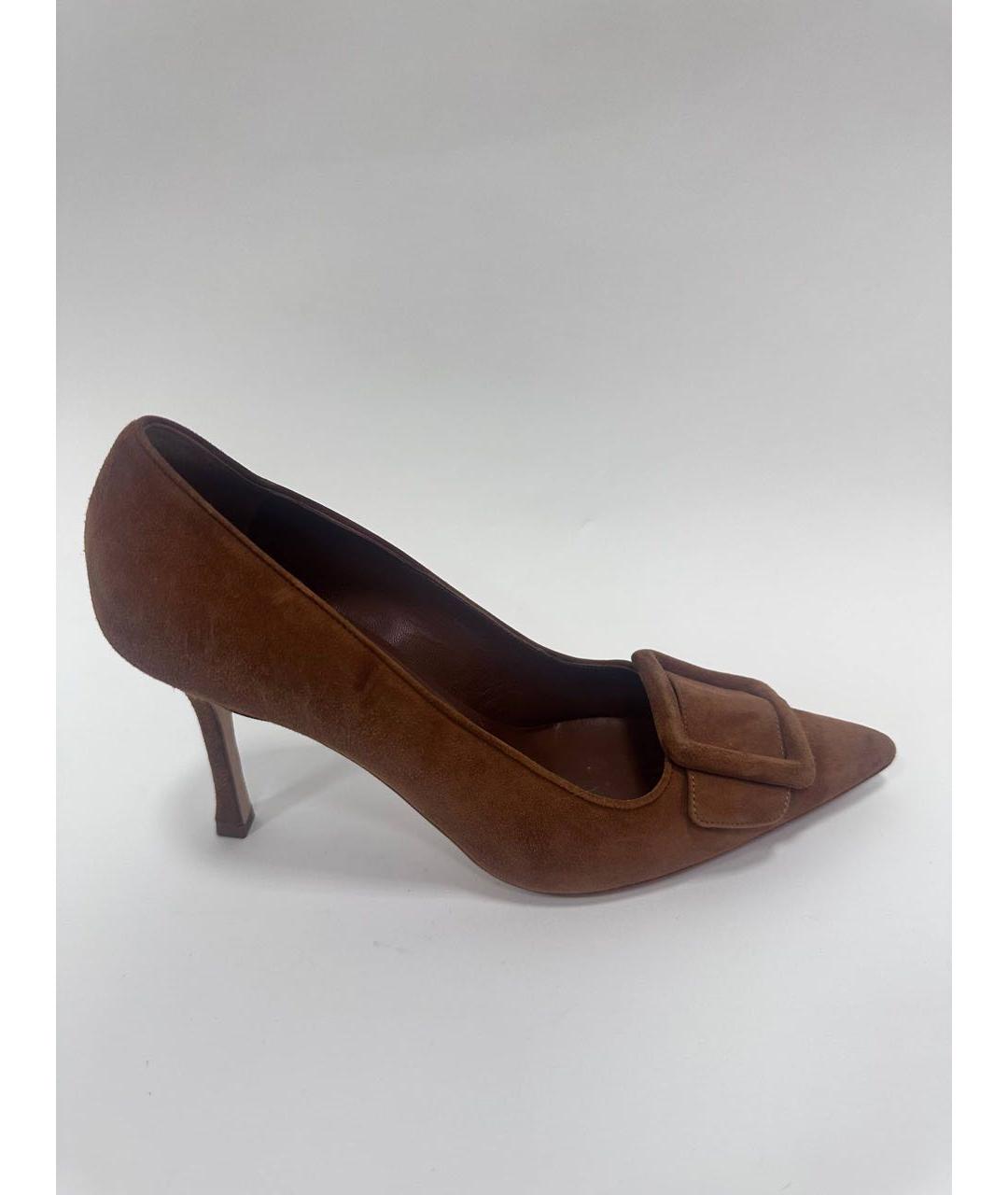 MANOLO BLAHNIK Коричневые замшевые туфли, фото 9