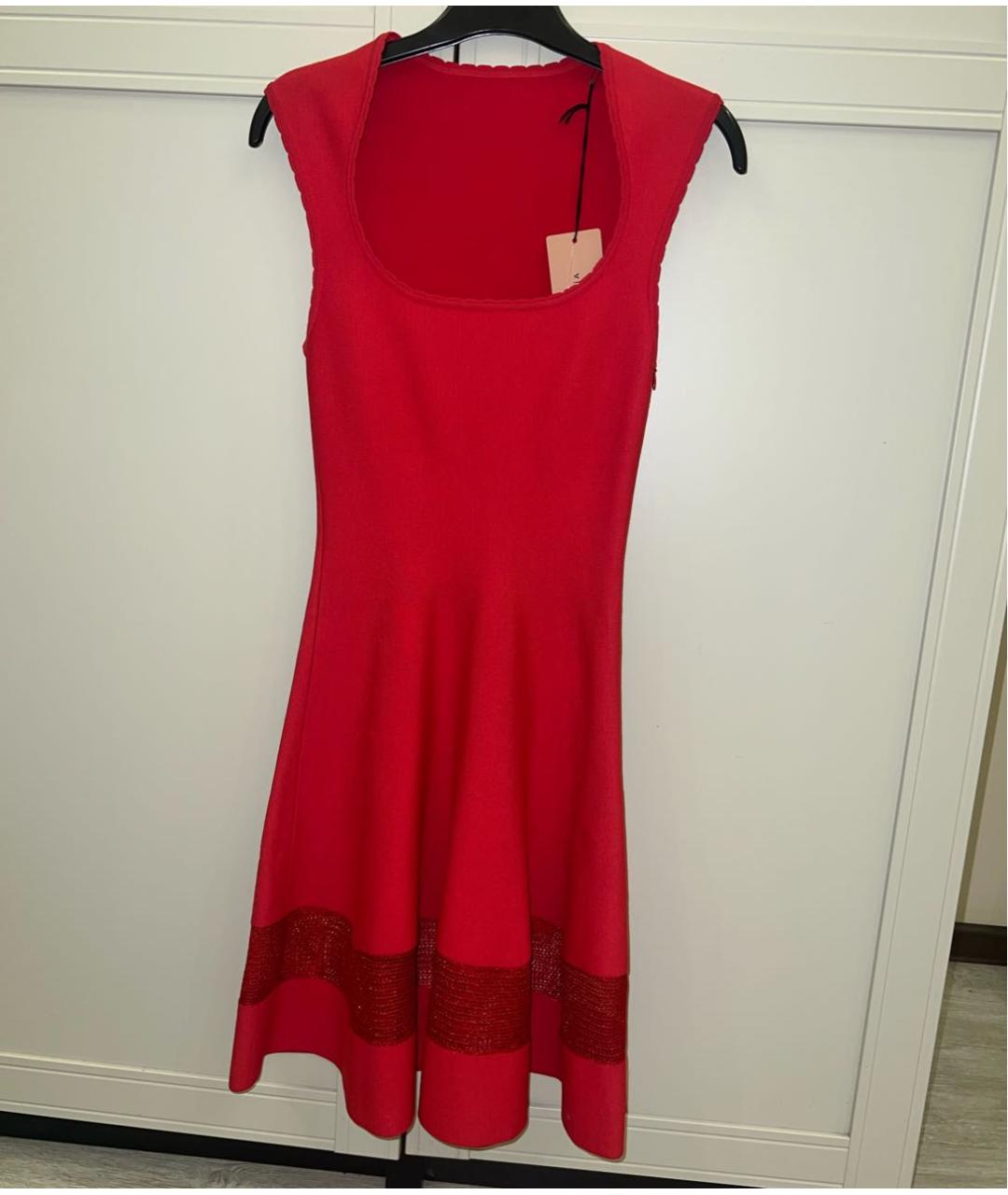 ALAIA Красное вискозное повседневное платье, фото 9