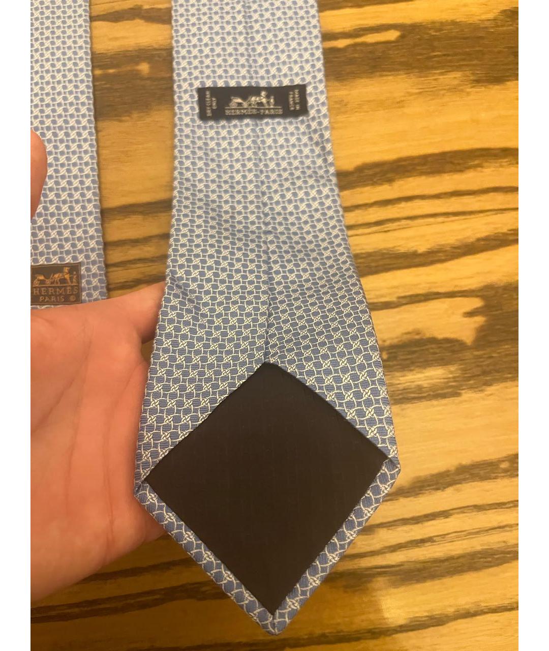 HERMES Голубой шелковый галстук, фото 2