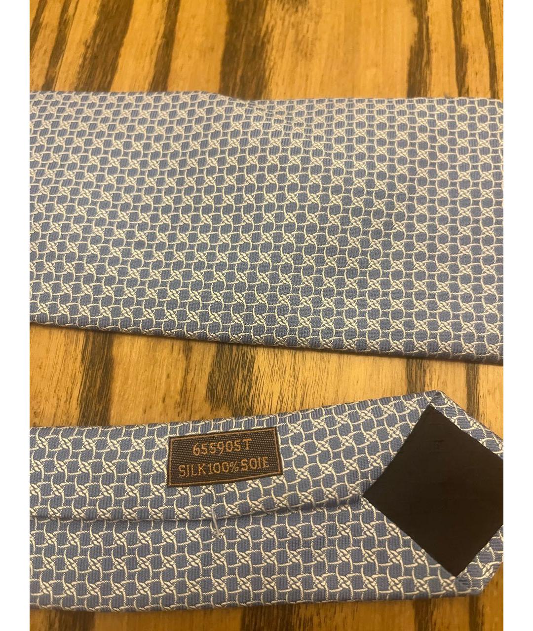 HERMES Голубой шелковый галстук, фото 3