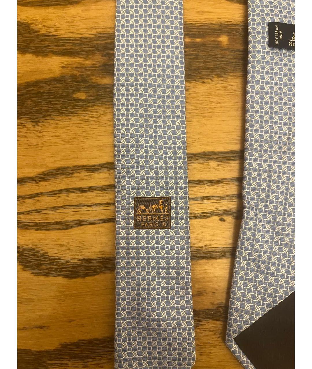 HERMES Голубой шелковый галстук, фото 4