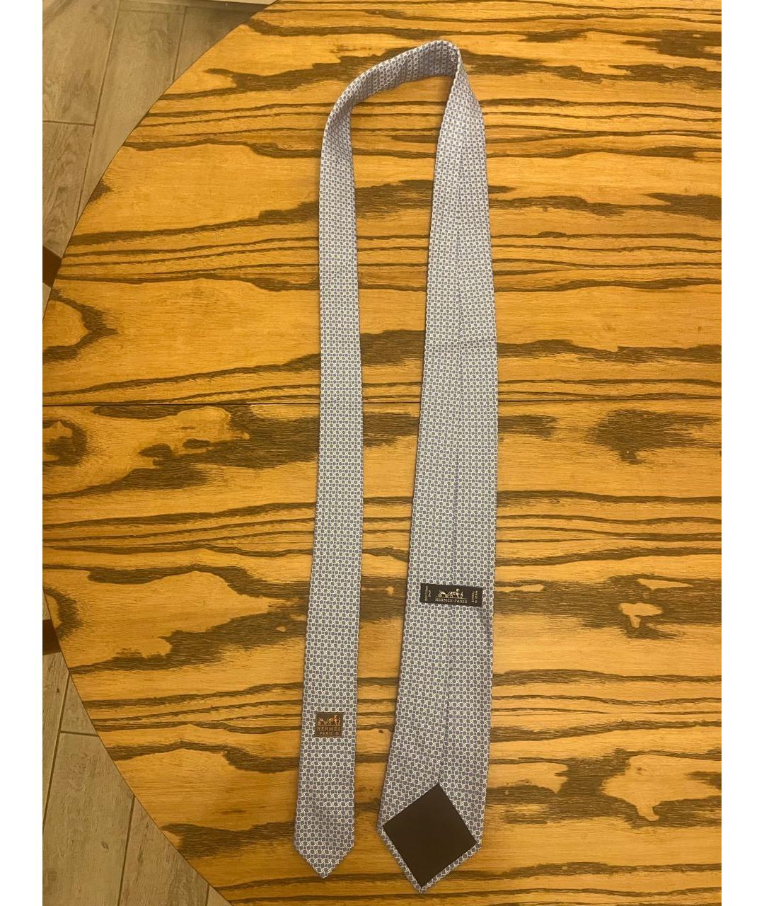 HERMES Голубой шелковый галстук, фото 6