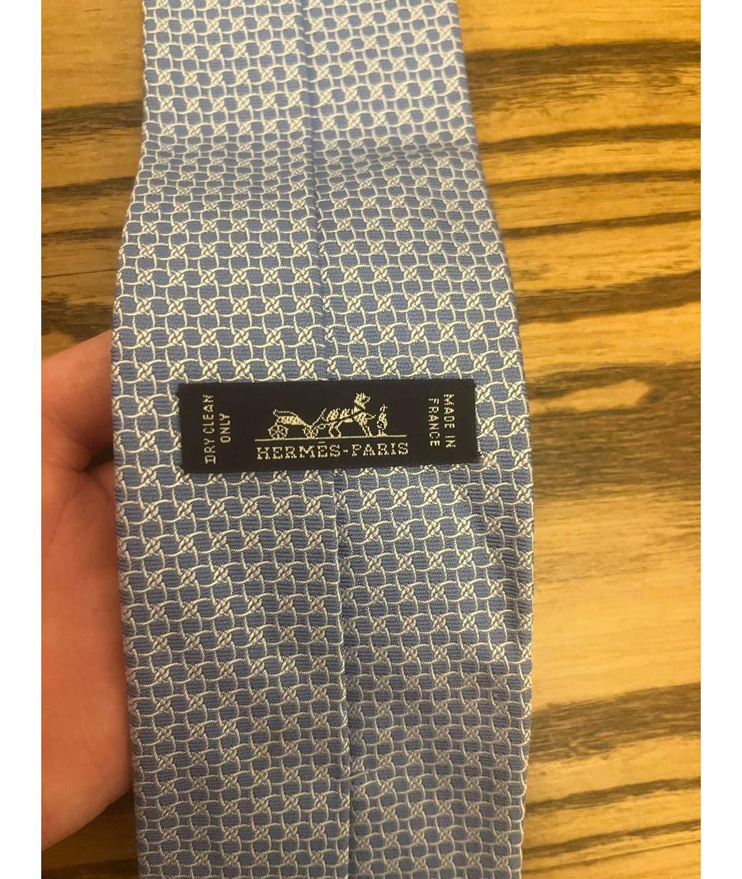HERMES Голубой шелковый галстук, фото 5