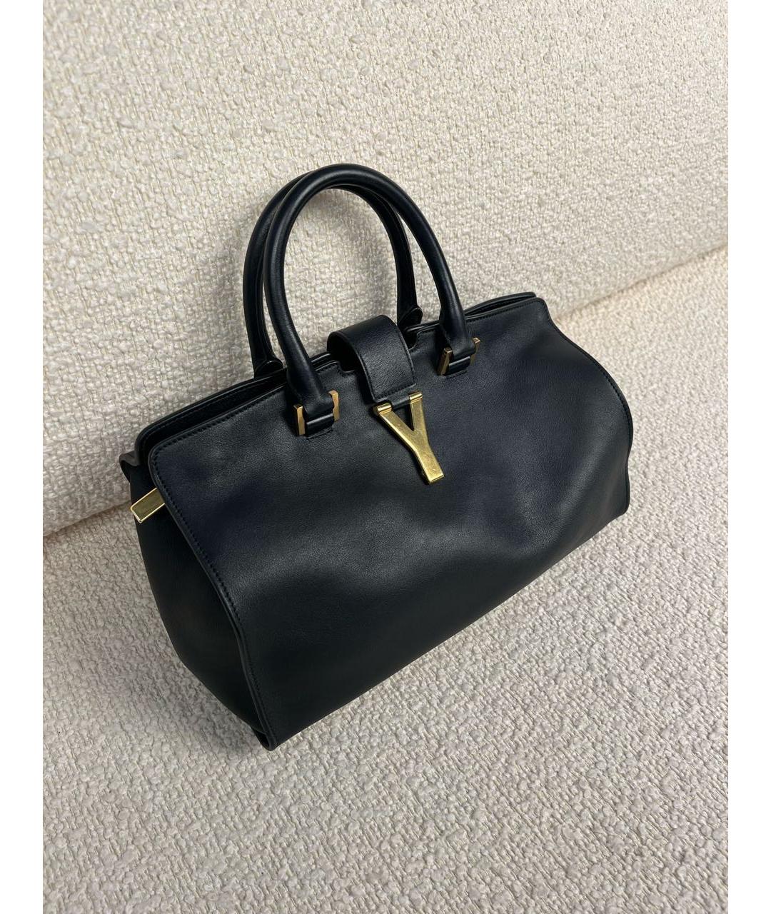 SAINT LAURENT Черная кожаная сумка с короткими ручками, фото 2