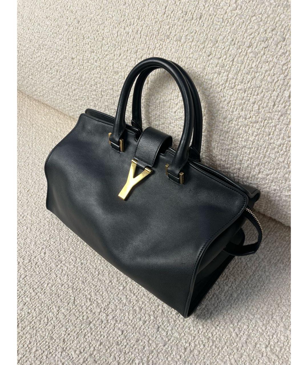 SAINT LAURENT Черная кожаная сумка с короткими ручками, фото 5