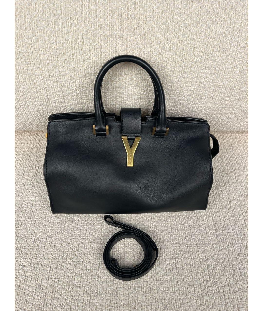 SAINT LAURENT Черная кожаная сумка с короткими ручками, фото 7