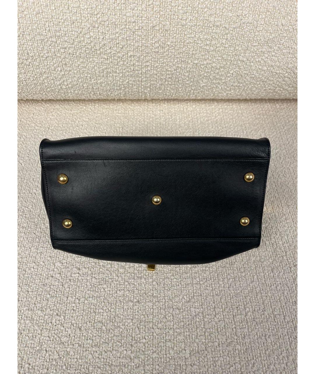 SAINT LAURENT Черная кожаная сумка с короткими ручками, фото 6