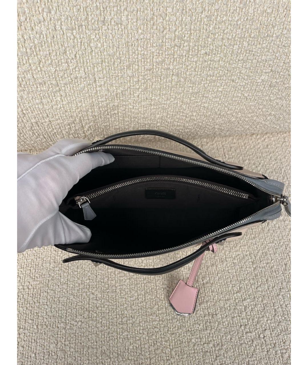 FENDI Бежевая кожаная сумка с короткими ручками, фото 4