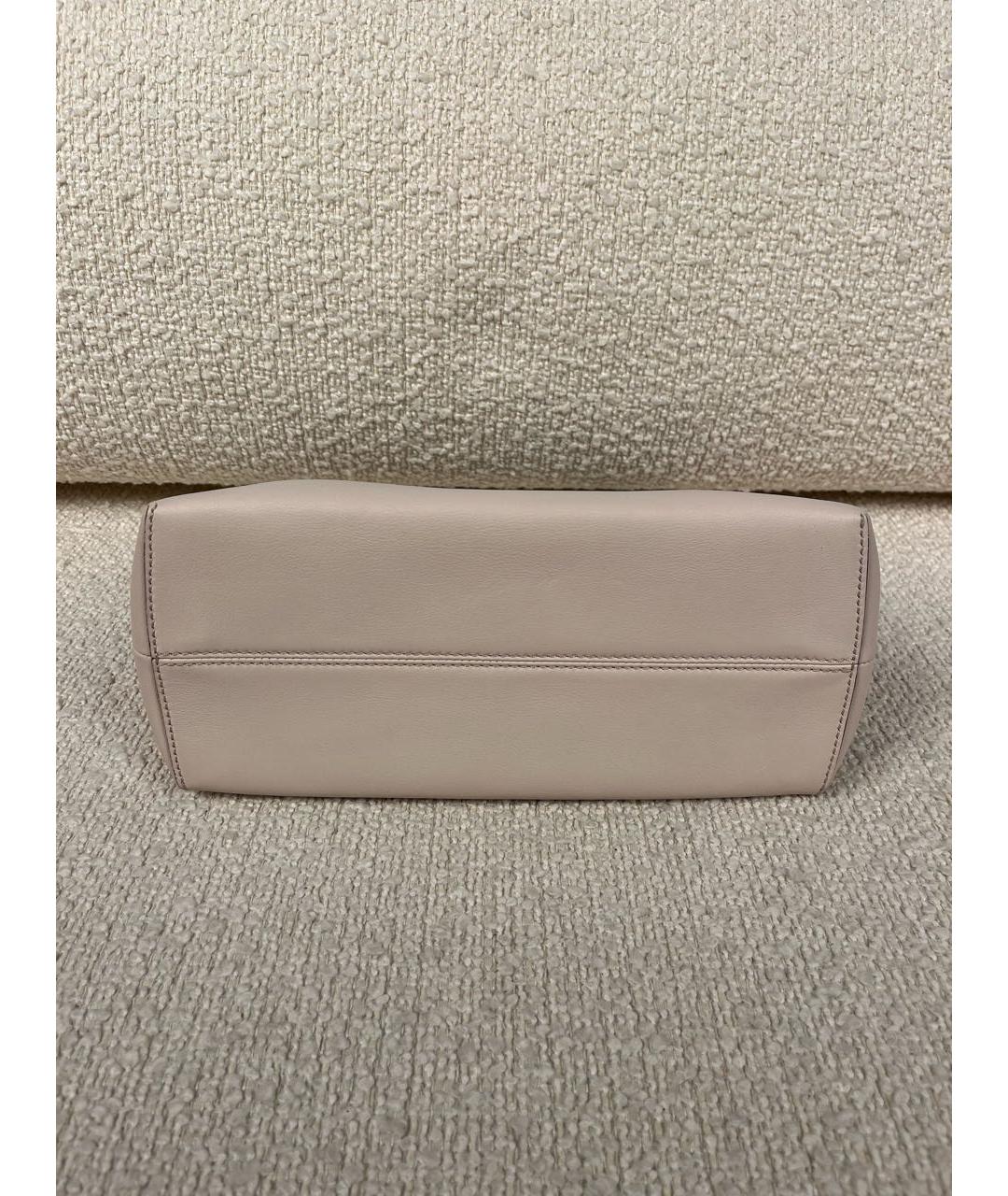 FENDI Бежевая кожаная сумка с короткими ручками, фото 7