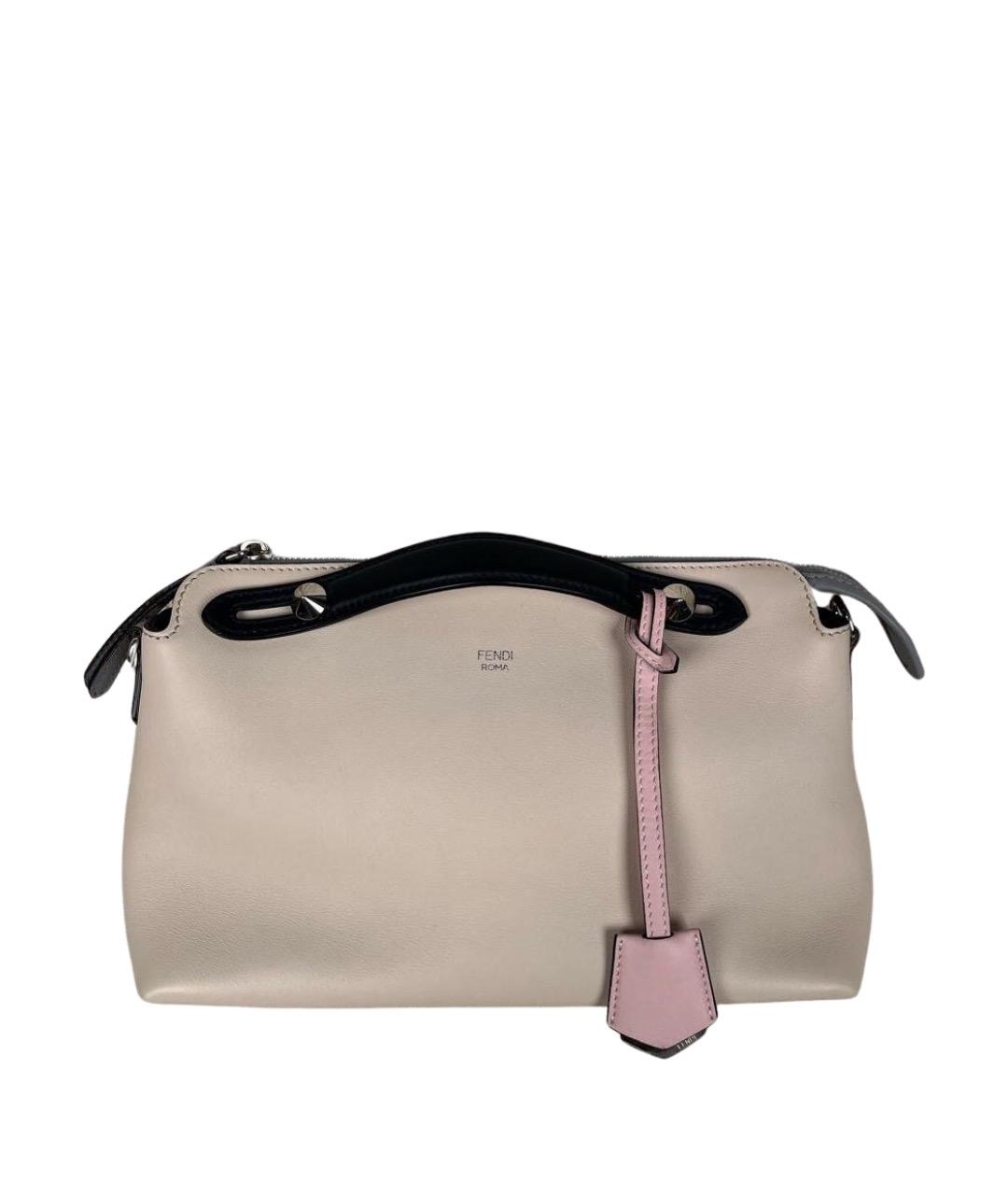 FENDI Бежевая кожаная сумка с короткими ручками, фото 1