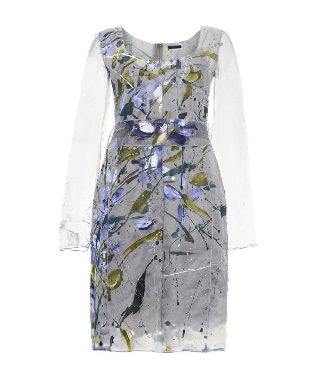 DOLCE&GABBANA Серое шелковое коктейльное платье, фото 10