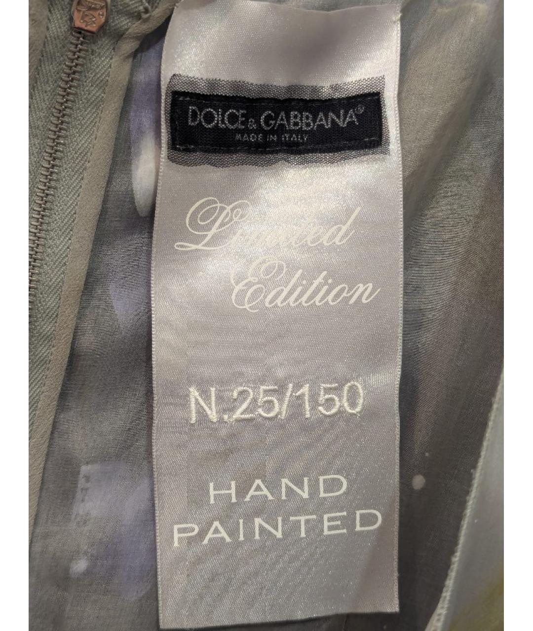 DOLCE&GABBANA Серое шелковое коктейльное платье, фото 3