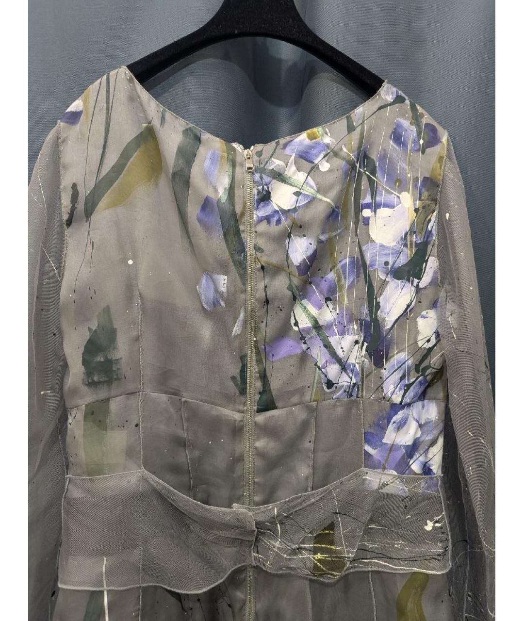 DOLCE&GABBANA Серое шелковое коктейльное платье, фото 5