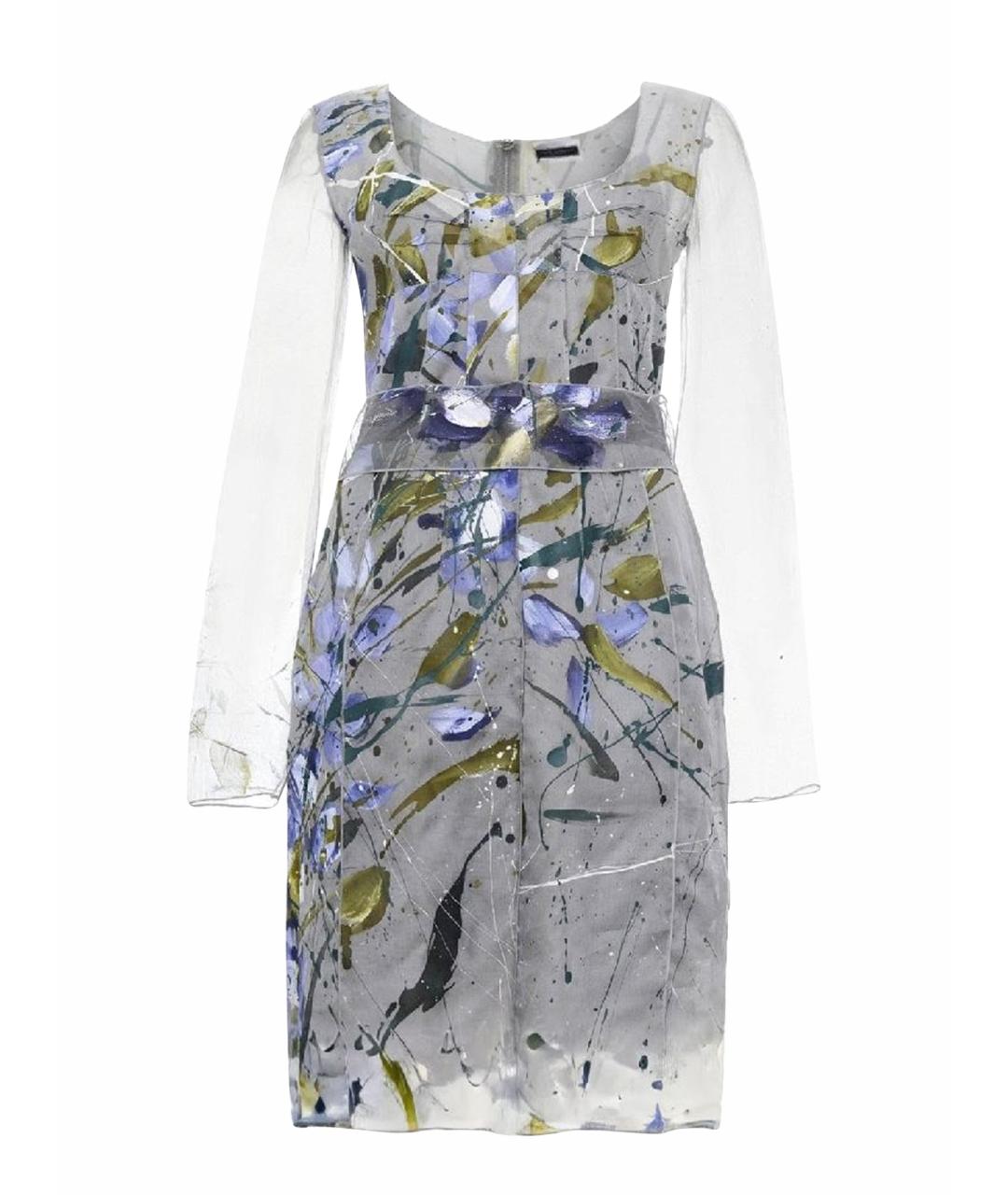 DOLCE&GABBANA Серое шелковое коктейльное платье, фото 1