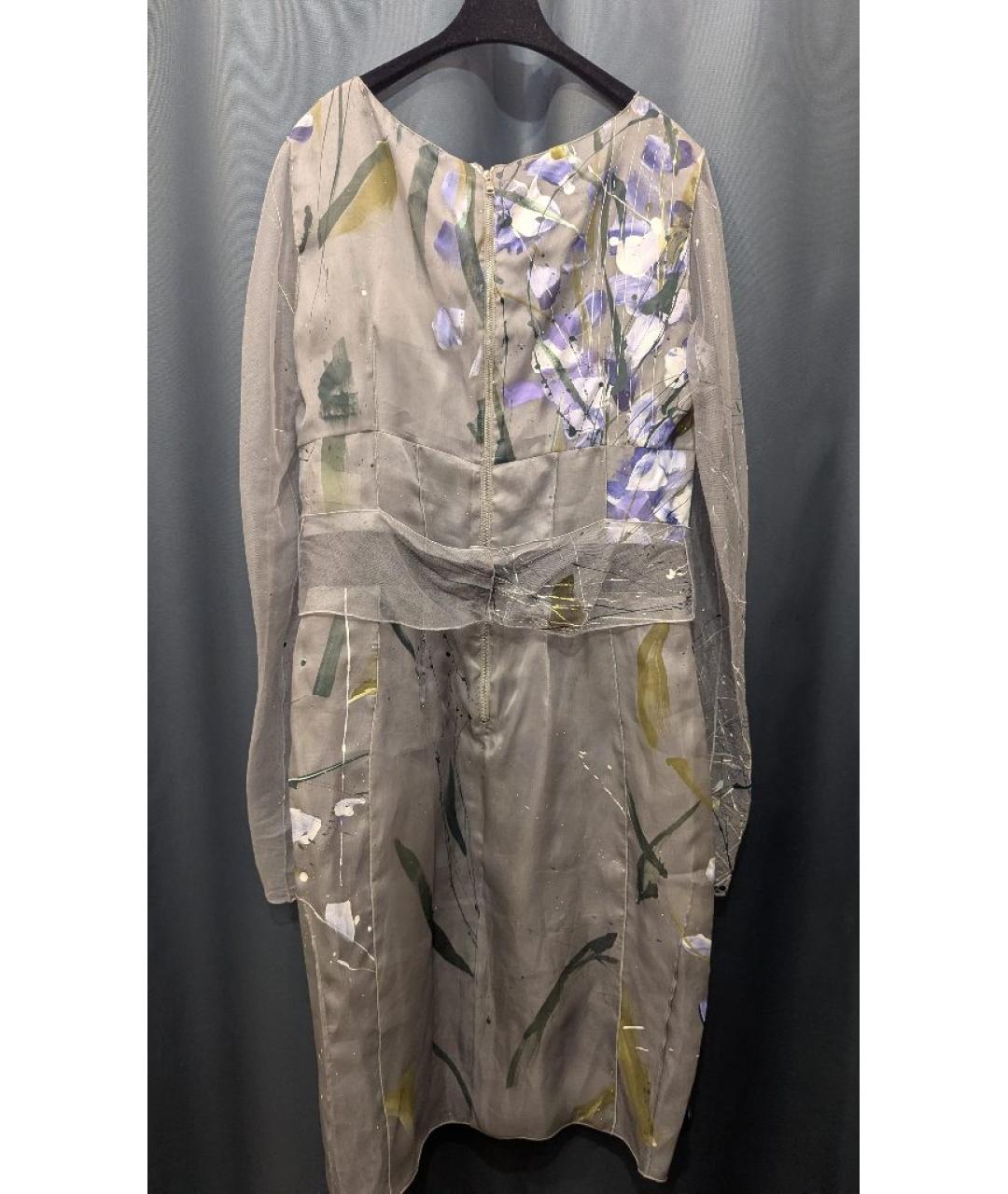 DOLCE&GABBANA Серое шелковое коктейльное платье, фото 2