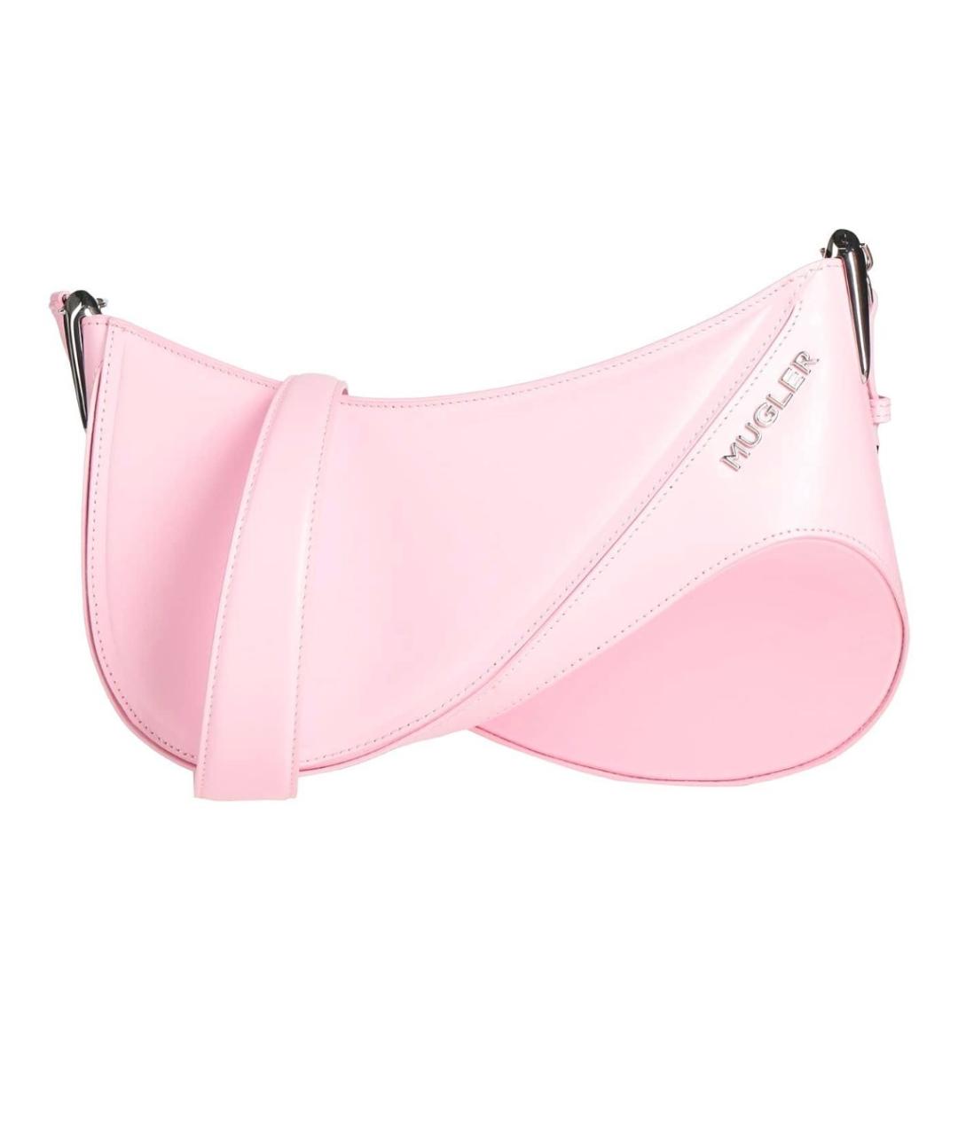 MUGLER Розовая кожаная сумка через плечо, фото 1