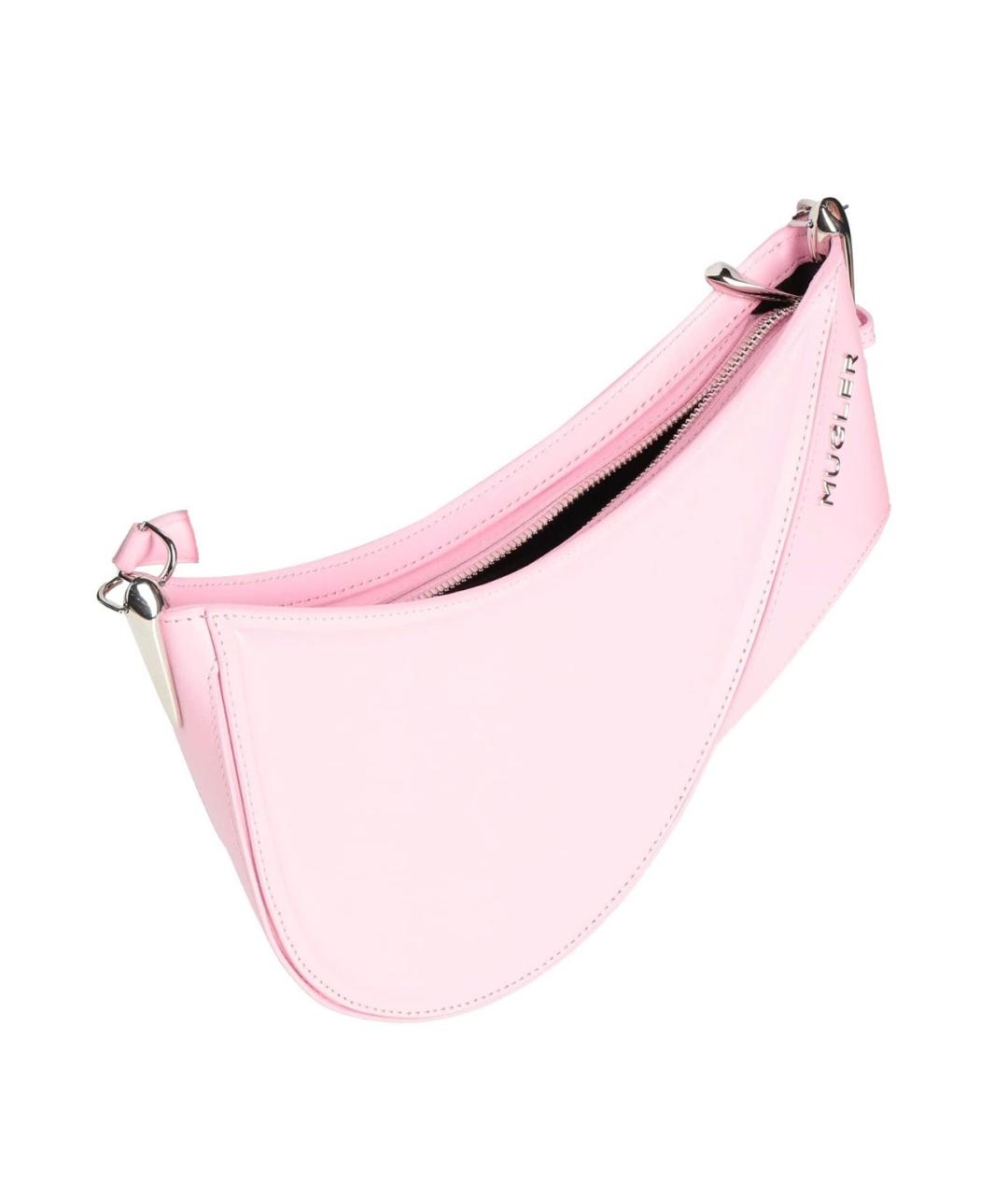 MUGLER Розовая кожаная сумка через плечо, фото 2