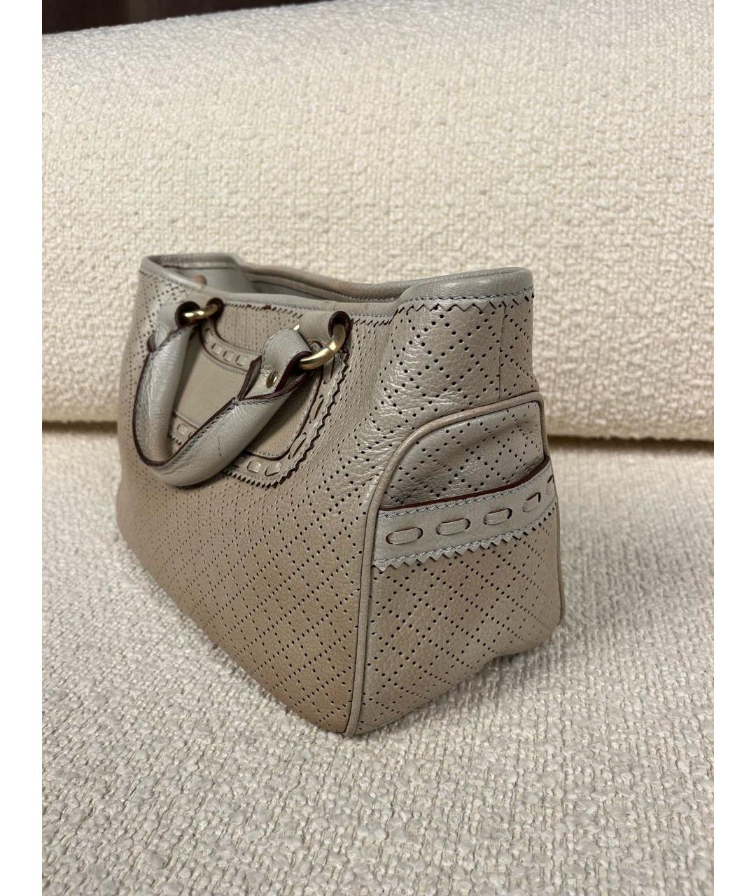 CELINE Бежевая кожаная сумка с короткими ручками, фото 6
