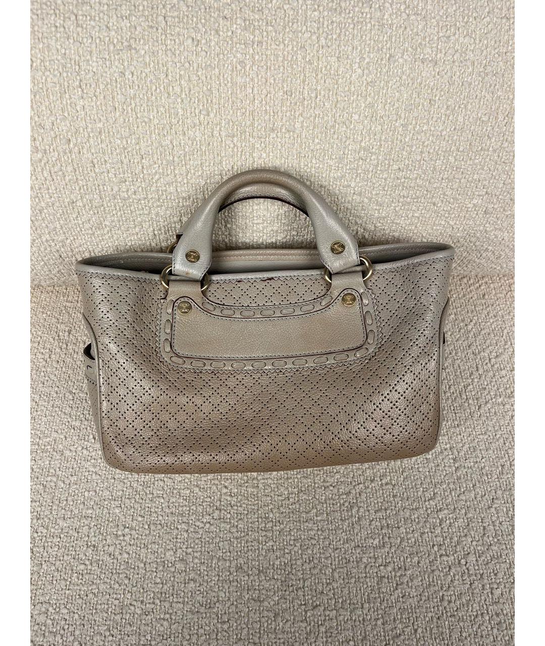 CELINE Бежевая кожаная сумка с короткими ручками, фото 8