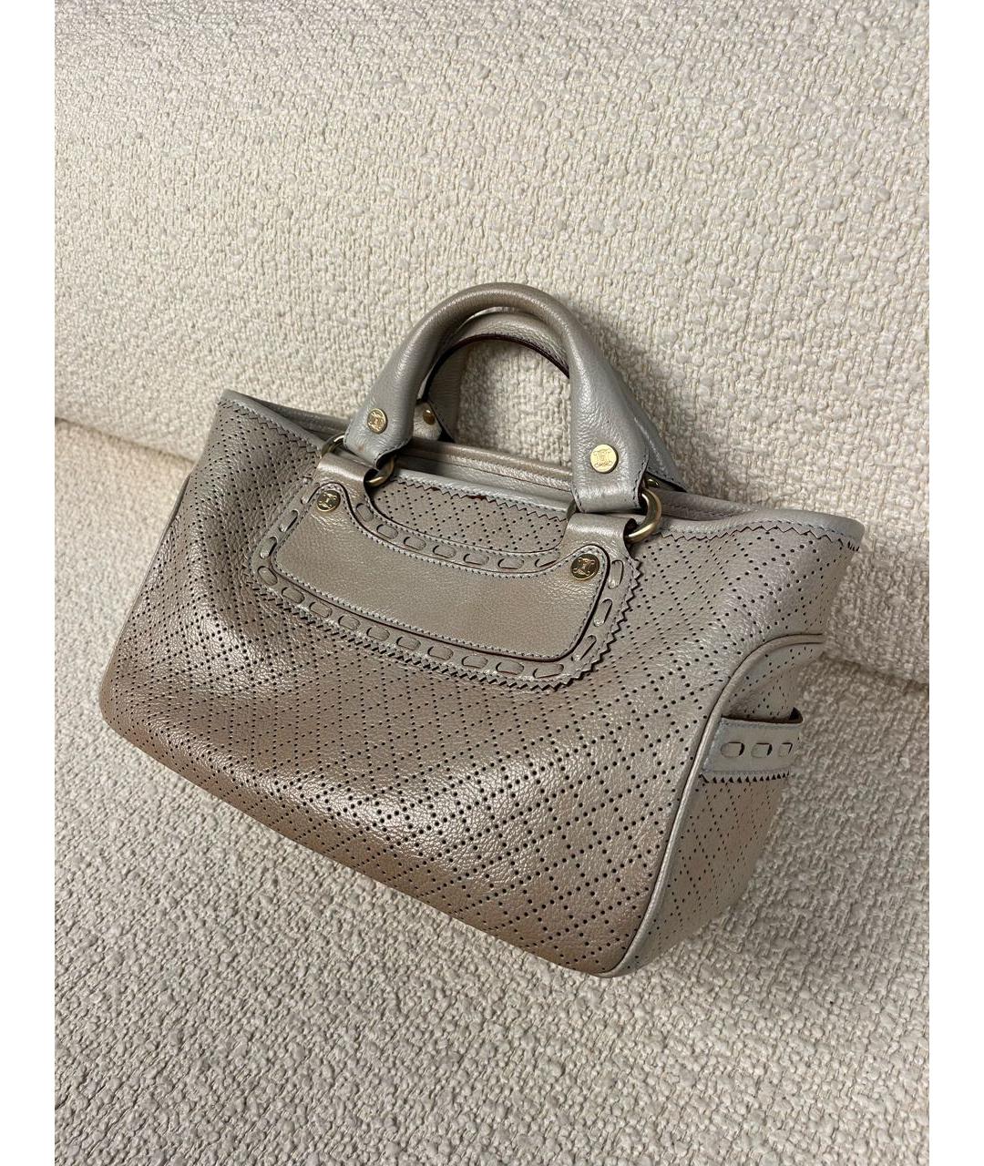 CELINE Бежевая кожаная сумка с короткими ручками, фото 4