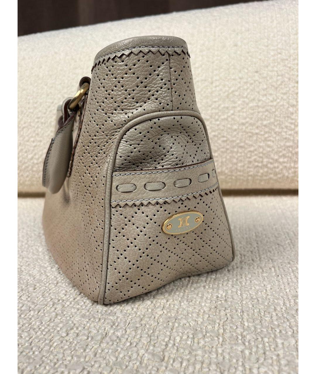 CELINE Бежевая кожаная сумка с короткими ручками, фото 5