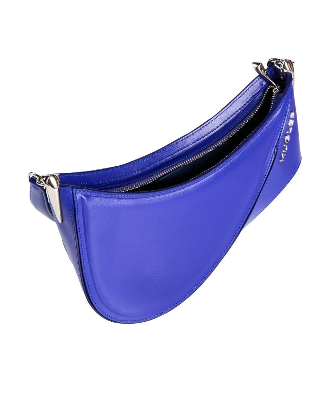 MUGLER Синяя кожаная сумка через плечо, фото 2