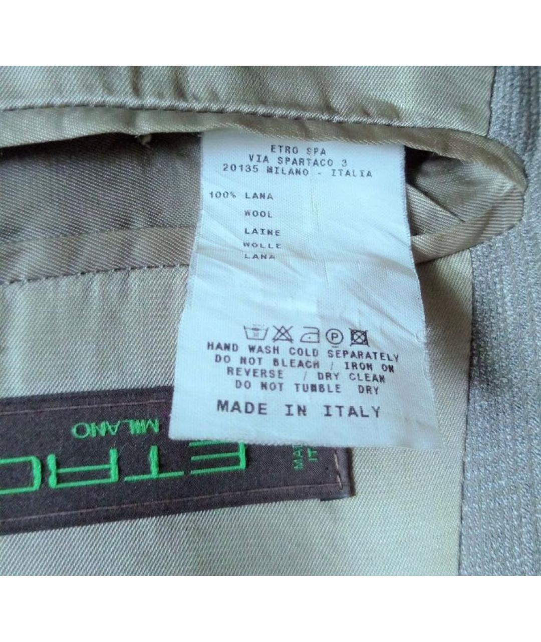 ETRO Бежевый шерстяной пиджак, фото 6