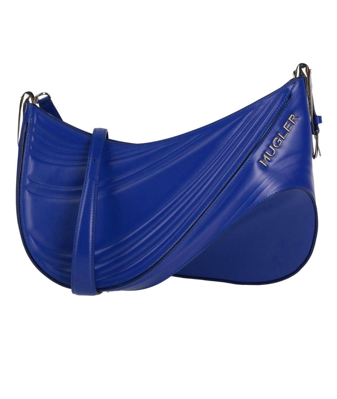 MUGLER Синяя кожаная сумка через плечо, фото 1