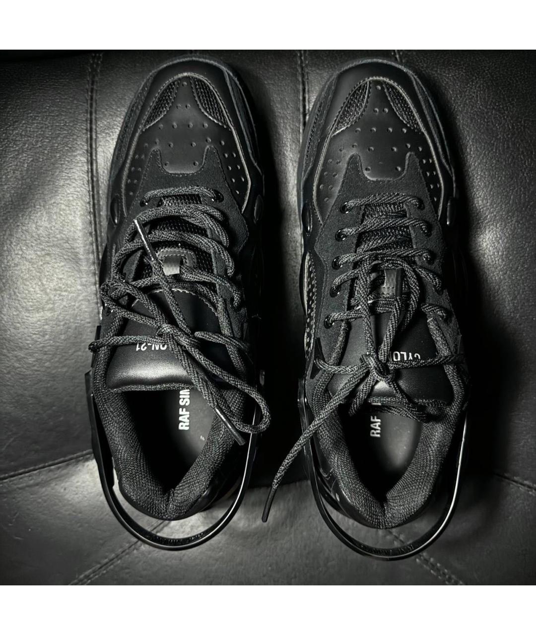 RAF SIMONS Черные кожаные низкие кроссовки / кеды, фото 7