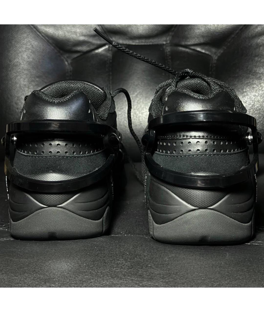 RAF SIMONS Черные кожаные низкие кроссовки / кеды, фото 2