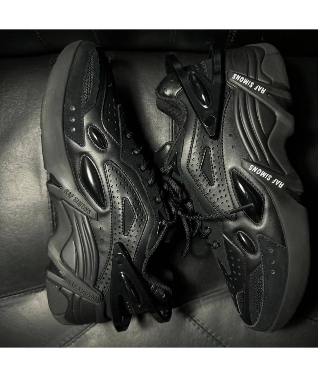 RAF SIMONS Черные кожаные низкие кроссовки / кеды, фото 4