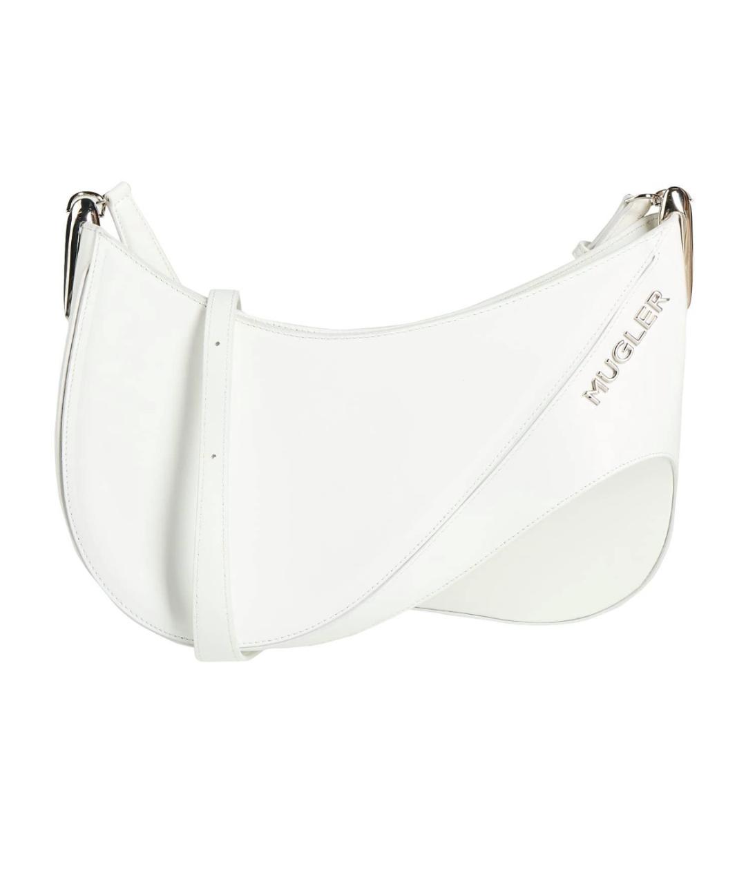 MUGLER Белая кожаная сумка через плечо, фото 1
