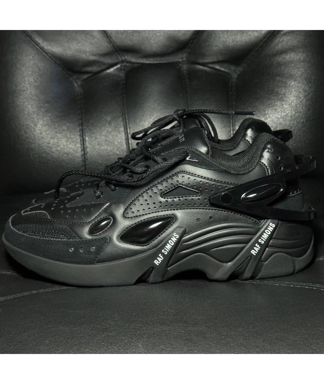 RAF SIMONS Черные кожаные кроссовки, фото 3