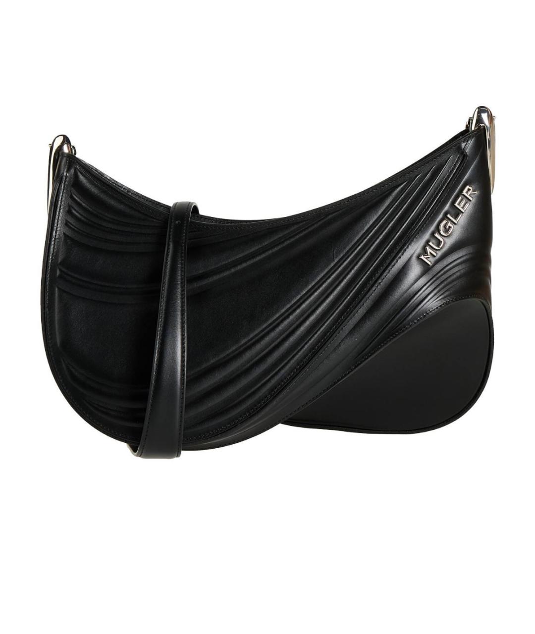 MUGLER Черная кожаная сумка через плечо, фото 1