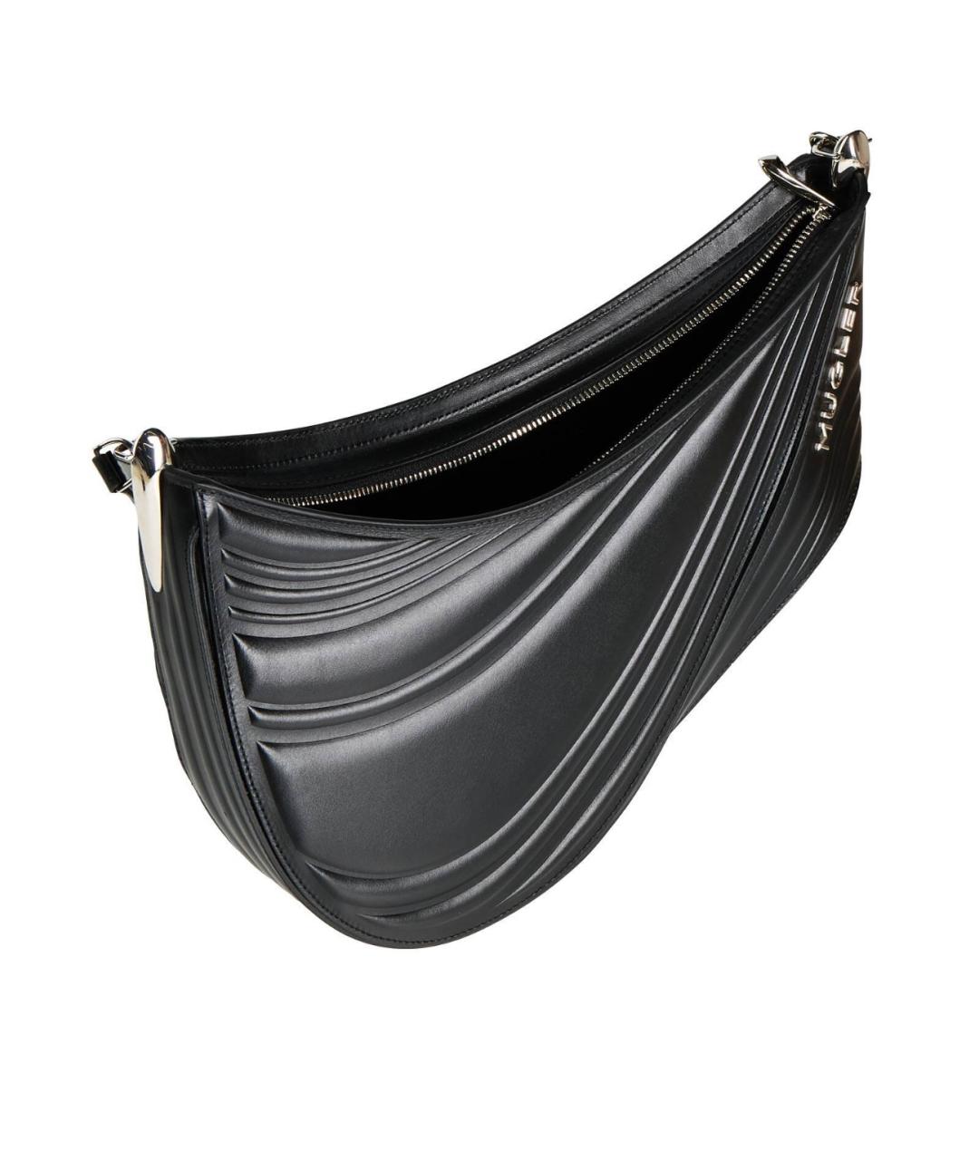 MUGLER Черная кожаная сумка через плечо, фото 2