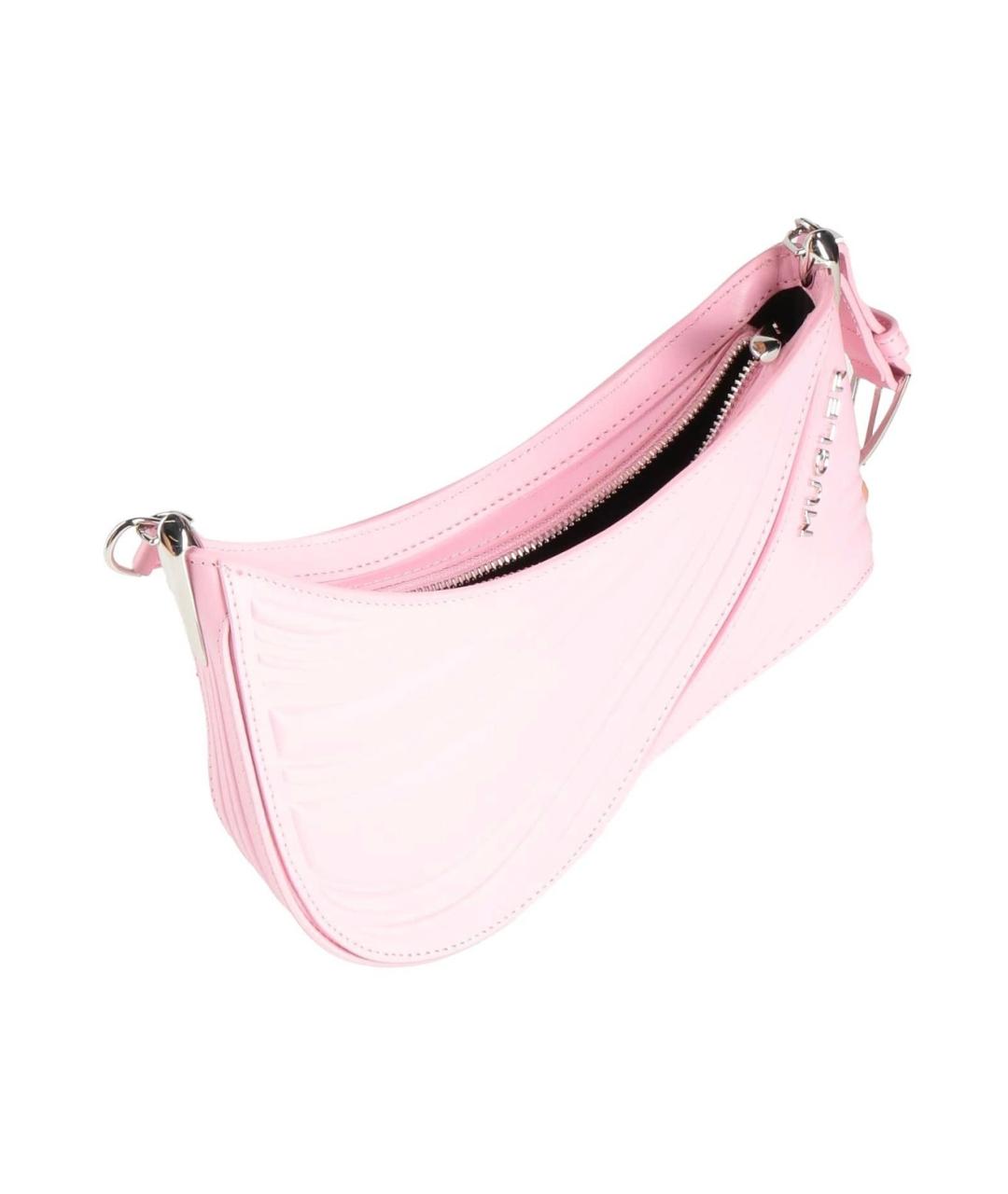 MUGLER Розовая кожаная сумка через плечо, фото 2