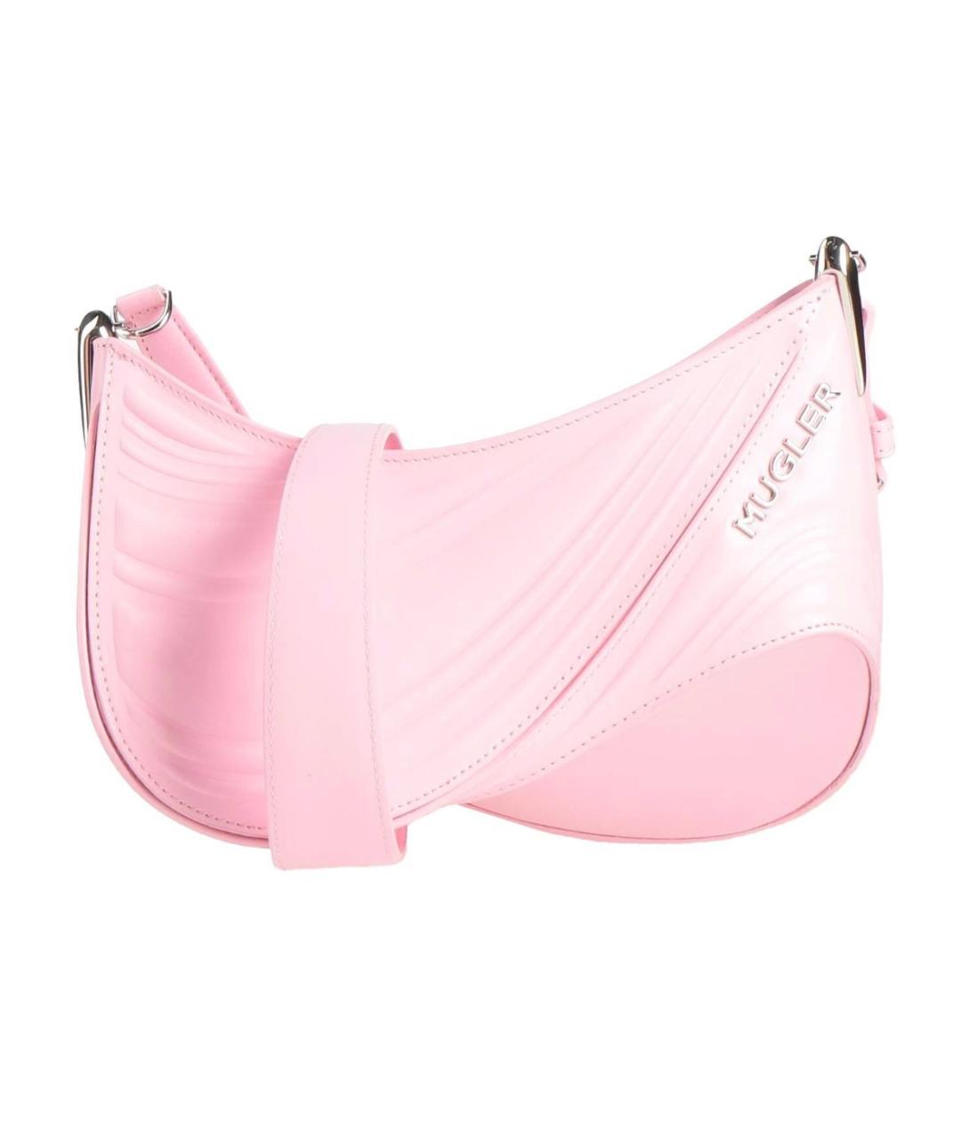 MUGLER Розовая кожаная сумка через плечо, фото 1