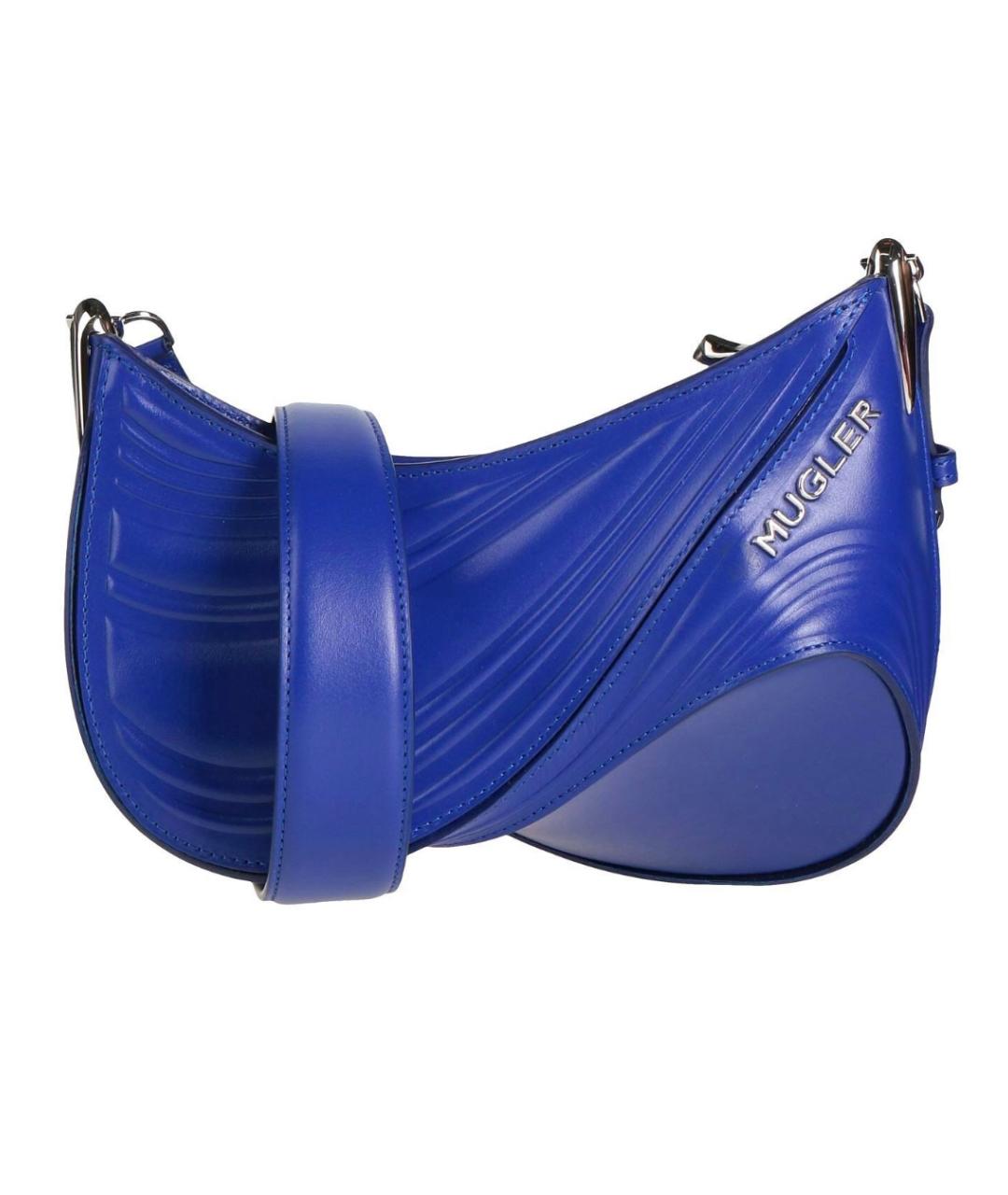 MUGLER Синяя кожаная сумка через плечо, фото 1
