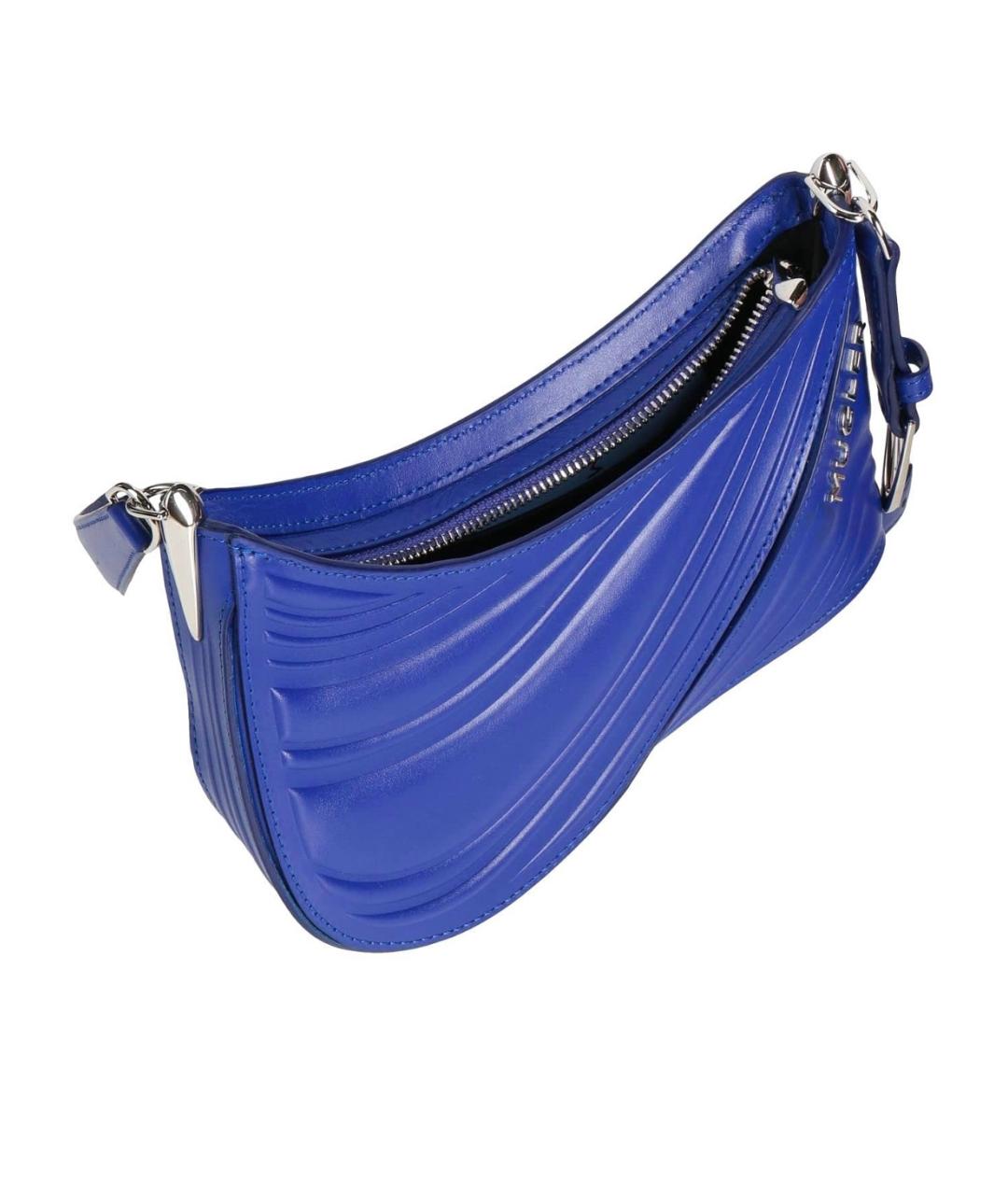MUGLER Синяя кожаная сумка через плечо, фото 2