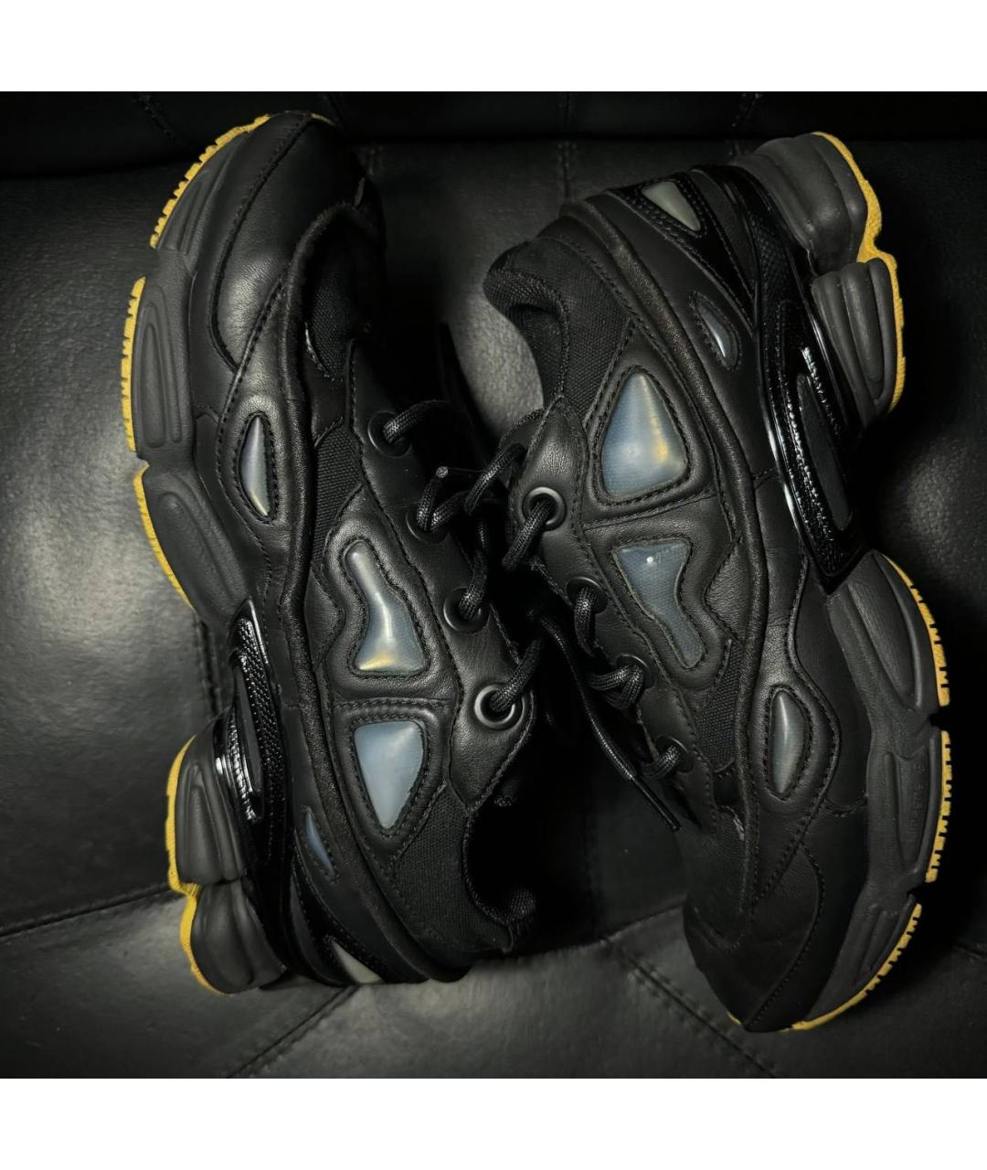 ADIDAS X RAF SIMONS Черные кожаные низкие кроссовки / кеды, фото 4