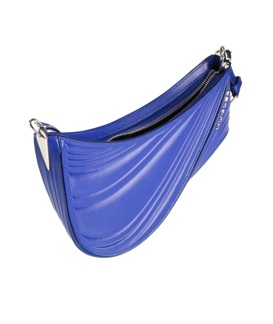 MUGLER Синяя кожаная сумка через плечо, фото 2