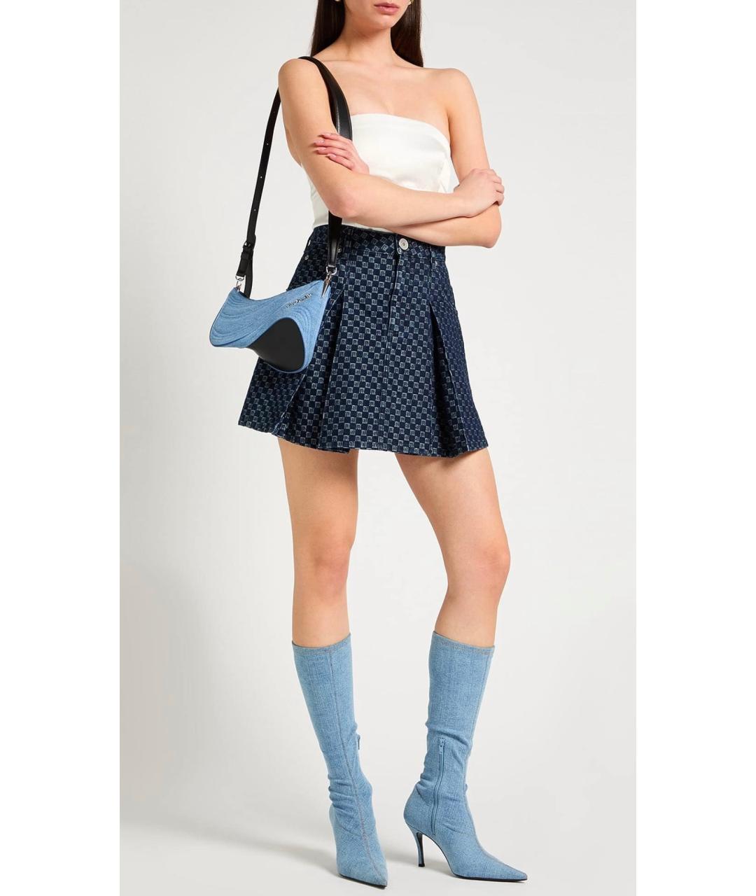 MUGLER Синяя тканевая сумка через плечо, фото 3