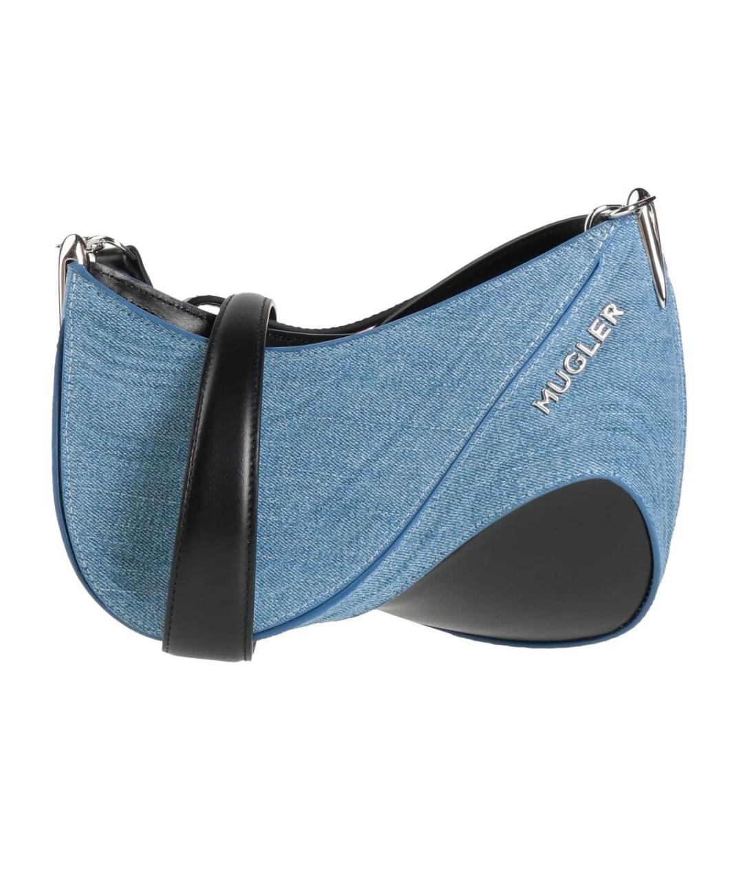 MUGLER Синяя тканевая сумка через плечо, фото 1