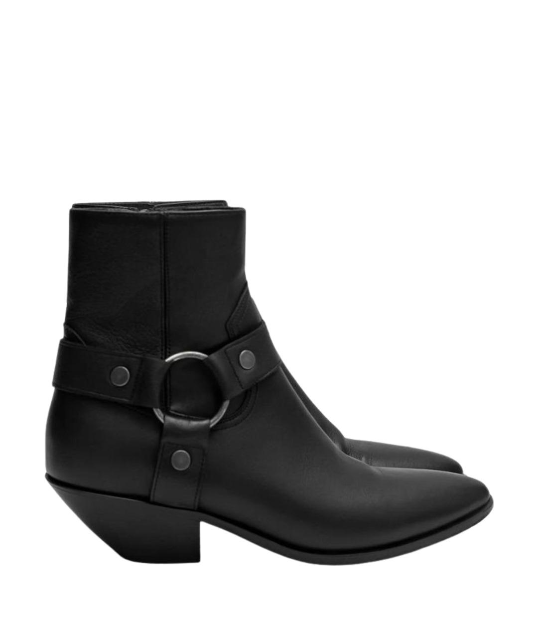 SAINT LAURENT Черные кожаные полусапоги, фото 1